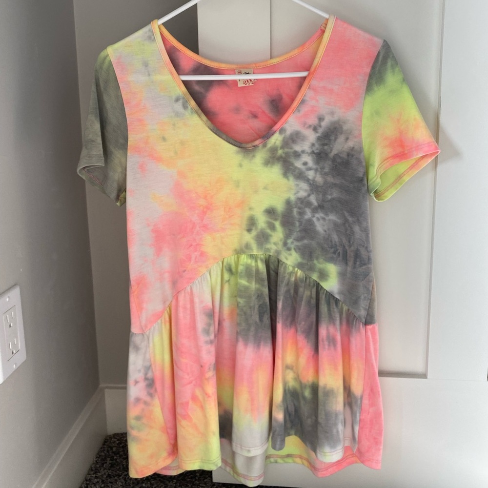 Boutique tie dye babydoll top
